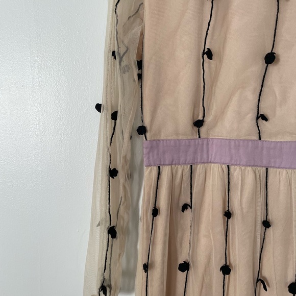 cristina gavioli long sleeve mesh dress with black lace - Picture 3 of 9